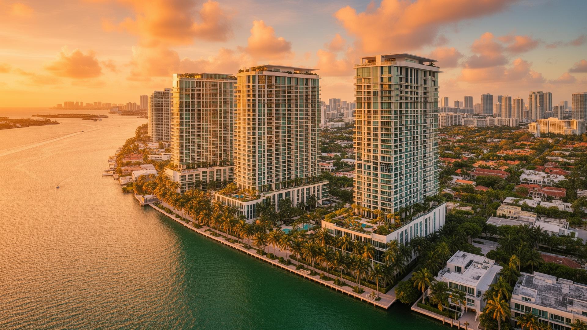 Miami Edgewater neighborhood aerial bay view